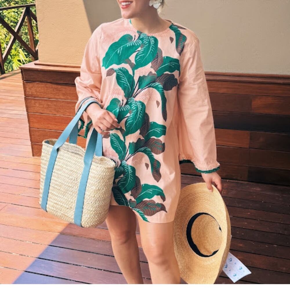Tuckernuck Pink Palm-Print Swim Coverup
